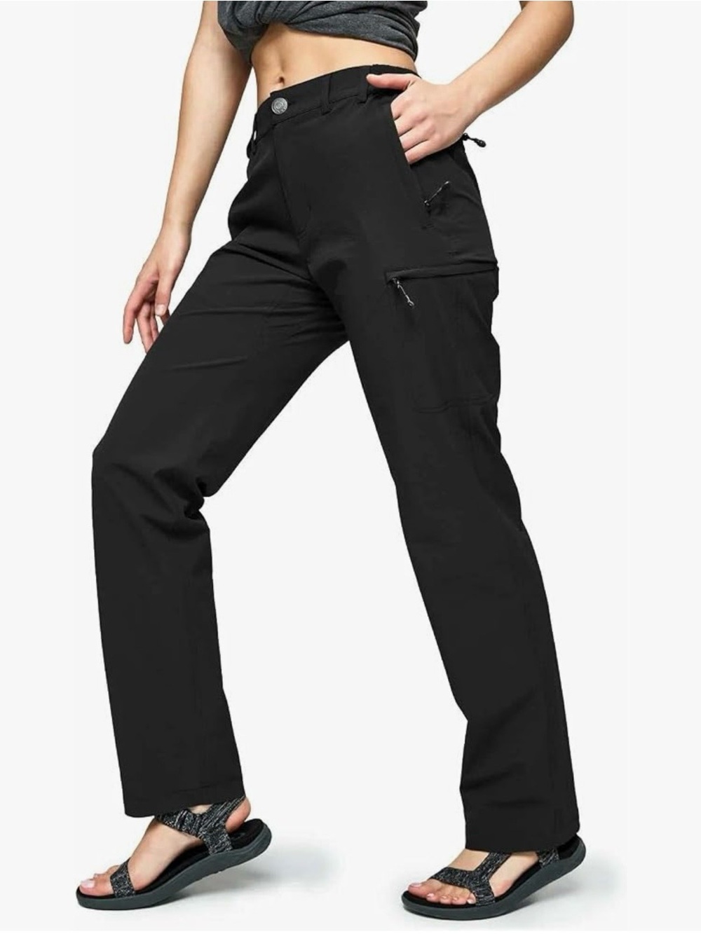MIER Women’s Quick Dry Hiking Cargo Pants – Black, Size 16